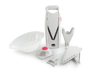 Swissmar Borner V-7000 V-Slicer 8 Piece Set with 3 Blade Inserts, Oval Slicing Bowl and 6-in-1 Peeler, White