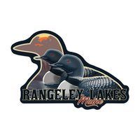 Rangeley Lakes, Maine - Loons at Sunset - Contour 98275 (Vinyl Die-Cut Sticker, Indoor/Outdoor, Large)