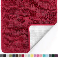 Gorilla Grip Original Luxury Chenille Bathroom Rug Mat, 44x26, Extra Soft and Absorbent Large Shaggy Rugs, Machine Wash Dry, Perfect Plush Carpet Mats for Tub, Shower, and Bath Room, Red