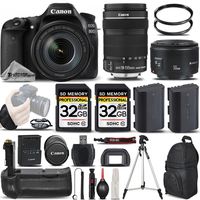 Canon EOS 80D Wi-Fi Full HD 1080P Digital SLR Camera + Canon 18-135mm IS STM Lens + Canon 50mm 1.8 II Lens + Battery Grip. All Original Accessories Included - International Version