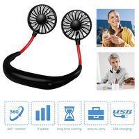 EVERANGEL Hand Free Fan Portable Neckband Fan 2000mAh USB Rechargeable Mini Sport Fan 12H Working Hours 360 Degrees Free Rotation & 3 Speed Adjustable, for Indoor ans Outdoor Activity (Black) (Black)