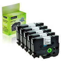 GREENCYCLE 5-Pack Compatible for Brother 0.7" (3/4 Inch) Black on White TZe-241 TZe241 TZ-241 TZ241 Standard Laminated Label Tape for P Touch PT-D600 PT-P900W PTD400 PTD400AD PTD450 PT-2030 PT-1890C