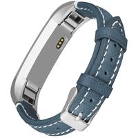 UMAXGET Leather Band Compatible with Fitbit Alta (HR)/Ace Bands, Retro Genuine Leather Replacement Strap with Metal Buckle Compatible with Fitbit Alta (HR)/Ace Women Men (Blue)