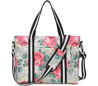 Laptop Tote Bag for Women, Notebook Messenger Bag Crossbody Computer Bag with Zipper Floral Shoulder Bag and Purses for 15.6 inch for Work Travel Water Resistant with USB Charging Port Grey