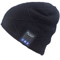 Bluetooth Beanie Hat,Mydeal Adult Unisex Trendy Soft Warm Short Audio Music Cap with Wireless Headphone Headset Speaker Mic Hands-Free, for Winter Outdoor Sport Skiing Snowboard - Black
