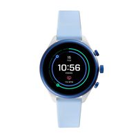 Fossil Women's Gen 4 Sport Heart Rate Metal and Silicone Touchscreen Smartwatch, Color: Blue (FTW6026)