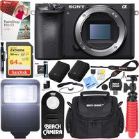 Sony a6500 4K Mirrorless Digital Camera Body with APS-C Sensor ILCE-6500 + 64GB SDXC Memory Card + Dual Battery Kit + Complete Micro 4/3rd Accessory Bundle