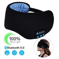 Sleep Headphones Bluetooth Wireless Eye Mask - CaseBuy Music Travel Sleep Mask Wireless 5.0 Bluetooth Handsfree Sleep Eye Shades Built-in Speakers Microphone Handsfree Adjustable Washable (Black)