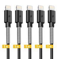 Puridea 1FT Short iPhone Cord, Black 5 Pack Short iPhone Charging Cable, USB Certified Cable Compatible for iPhone Xs Max X 8 7 6S 6 Plus iPad 2 3 4 Mini, iPad Pro Air, iPod (Black)