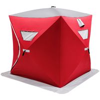 Popsport 2 3 4 8 Person Ice Fishing Shelter Tent 300d Oxford Fabric Portable Ice Shelter Strong Waterproof Ice Fish Shelter for Outdoor Fishing (Red for 2 Person)(Red for 2 Person)