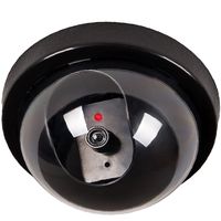 WALI Dummy Fake Security CCTV Dome Camera with Flashing Red LED Light With Warning Security Alert Sticker Decals (SD-1), Black