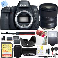 Canon EOS 6D Mark II 26.2MP Full-Frame DSLR Camera with Tamron SP 24-70mm f/2.8 Di VC USD G2 Lens Mount Plus 64GB Accessories Bundle