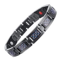 HZX Titanium Magnetic Therapy Bracelet for Men Pain Relief for Arthritis and Carpal Tunnel Set Magnets, Far Infrared, Germanium, Negative Ion Four Elements on One Bracelet T12#BL