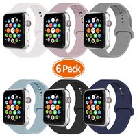 IYOU Sport Band Compatible with Watch Band 38MM 42MM 40MM 44MM, Soft Silicone Replacement Sport Strap Compatible with 2018 Watch Series 5/4/3/2/1(Z 6 Pack A,38MM, M/L)