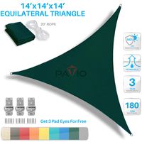 PATIO Paradise 14' x 14' x 14' Green Sun Shade Sail Equilateral Triangle Canopy, 180 GSM Permeable Canopy Pergolas Top Cover, Permeable UV Block Fabric Durable Outdoor, Customized Available