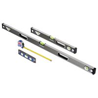 WORKPRO W002901A 4-Piece Measuring Tool Set, Torpedo, Spirit Level, Tape Measure with Carrying Bag