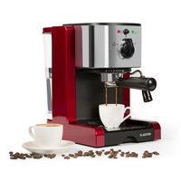 Klarstein Passionata Rossa 15 Espresso Machine • 15 Bar • Capuccino • Milk Foam • 1350W • Stylish Design for Modern Kitchens • Steam Nozzle for Frothing Milk and Preparing Hot Drinks • Red