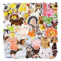 Laptop Stickers, Water Bottle Stickers for Laptop Water Bottles Hydro flask Car Bumper Skateboard Guitar Luggage Waterproof Vinyl Decal Cool Graffiti Stickers Pack (50 Pcs Ink Cartoon Animal Sticker)