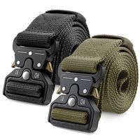 MOZETO Tactical Belt,Military Style 1.5 Inches Durable Nylon Web Belt, Quick-Release Heavy-Duty Metal Buckle Rigger Cobra Belt, Suitable for Waist 30"-60" (Black+Green, S Waist 30" - 36" Width 1.5")