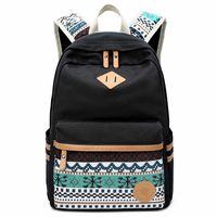 LuckyZ Women Casual Backpack Lightweight Canvas with Leather Daykpack School Bag Cute Printng Travel Laptop Bag Shoulder Bookbags, Black Snowflake
