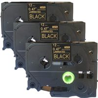 NEOUZA 3PK Compatible for Brother P-Touch Laminated TZe TZ Label Tape Cartridge 12mm x 8m (TZe-334 Gold on Black)