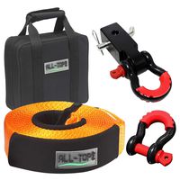 ALL-TOP Nylon Recovery Kit with Hitch Receiver: 3" x30' (32,000 lbs) 100% Nylon Snatch Strap +2" Shackle Hitch Receiver + 3/4 HD Shackles (2pcs) with Isolator +Storage Bag