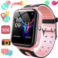 Kids Smart Watch GPS Tracker, Phone Smart Watch for Boys Girls, 1.5'' Touchscreen GPS Game Smartwatch with SIM Slot Anti Lost SOS Voice Chat Camera Flashlight Wearable Phone Wrist Watch Birthday Gift