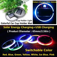 (Pack of 1) Solar Energy LED Car Cup Holder Bottom Pad Mat Interior Lights for Ford f150 Fusion Escape f250 Super Duty E350 Explorer kuga ecosport Edge Mondeo Escort Taurus Focus Fiesta Accessories