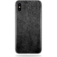 MightySkins Skin Compatible with Apple iPhone Xs Max - Black Leather | Protective, Durable, and Unique Vinyl Decal wrap Cover | Easy to Apply, Remove, and Change Styles | Made in The USA