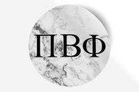 Pi Beta Phi Sticker Greek Sorority Decal for Car, Laptop, Windows, Officially Licensed Product, Monogram Design 5" x 5" - White Marble