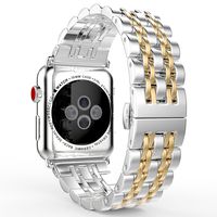 MoKo Compatible Band Replacement for Apple Watch 38mm 40mm Series 5/4/3/2/1, Stainless Steel Metal Replacement Smart Watch Strap Bracelet - Silver & Gold(Not Fit iWatch 42mm 44mm)