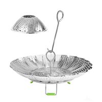 Steamer Basket for Instant Pot, 100% Stainless Steel Steamer Insert for Veggie/Seafood Cooking/Boiled Eggs with Safety Tool - Adjustable Sizes to fit Various Pots (5.1" to 9.5")