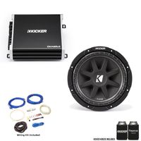 Kicker 43C104 10" Comp Subwoofer with 43DXA1252 DX-Series Amplifier and Wire kit