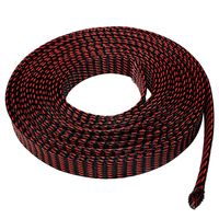 Seismic Audio - EBS1450Red- 50 Feet Red/Black 1/4" Expandable Woven Cable Sleeve Tubing Cord Sock