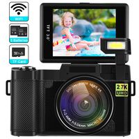 Digital Camera with WiFi 24MP 2.7K HD Video Camcorder 3.0 Inch Flip Screen Vlogging Camera with Flashlight, 16GB SD Card and 2 Batteries