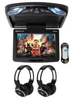 Rockville RVD12HD-BK 12" Black Flip Down Car Monitor DVD/USB Player+Headphones