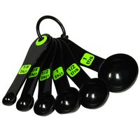 Chef Craft 21795 Classic Plastic 6 Piece Measuring Spoon Set, Multiple, Green/Black