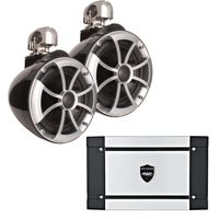 wet sounds ICON8-BSC 8" Black Swivel Clamp Tower Speakers & Wet Sounds HT-2 600 Watt Amplifier