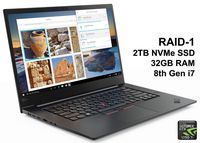 LA ThinkPad X1 Extreme (with RAID-1) Business Notebook: Intel 8th Gen i7-8750H (up to 4.1 GHz), NVIDIA GeForce GTX 1050, 32GB RAM, 2TB PCIe NVMe SSD, 15.6" FHD IPS Display, Windows 10 Pro