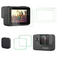 TaichiAqua Tempered Glass Screen Protector for GoPro Hero 7 6 5 with Lens Cap Cover 4 pcs Ultra-Thin Action Camera Accessories