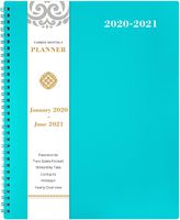 2020-2021 Monthly Planner - 18-Month Planner with Tabs & Pocket & Label, Contacts and Passwords, 8.5" x 11", Thick Paper, January 2020 - June 2021，Twin-Wire Binding - Teal by Artfan