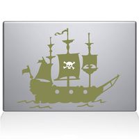 The Decal Guru Pirate Ship MacBook Decal Vinyl Sticker - 12" MacBook - Gold (1168-MAC-12M-G)