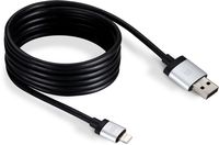 Just Mobile AluCable Long Cable with 2.4A High Speed Aluminum Lightning Connector for iPhones, iPads, and iPods, Black/Silver (DC-168)