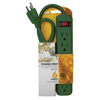 6 Outlet Holiday Green Power Strip 1.5ft Cord