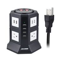 Maximm Smart Power Plug Surge Protector Power Strip Tower 4 AC Outlets + 12 USB Ports, Desktop Charging Station Multiple Plug Outlets with 6.5 feet/2M Long Power Cord 110V Outlet Tower (Black)
