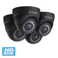 4-Pack Amcrest Full HD Dome Outdoor Security Camera (Quadbrid 4-in1 HD-CVI/TVI/AHD/Analog), 2MP 1920x1080P, 65ft Night Vision, Metal Housing, 2.8mm Lens 95° Viewing Angle, (4PACK-AF-2MDT-28B) Black