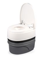 Camco Premium Portable Travel Toilet With Three Directional Flush and Swivel Dumping Elbow | Designed for Camping, RV, Boating And Other Recreational Activities - (5.3 gallon) (41545)