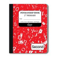 iScholar Grade 2 Primary Composition Book, 7.5 x 9.75 Inches, 80 Sheets, Skip Line Ruling, Red Marble (10029)