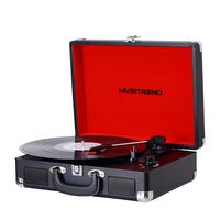 Musitrend Turntable Portable Suitcase Record Player with Built-in Speakers, PC Recorder, Headphone Jack, RCA line Out Black/Red