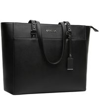 15.6 Inch Briefcase for Women, Laptop Tote Bag Bottom with 4 Metal Feet, Multi Function Stylish Work Tote Bags for Women, Black